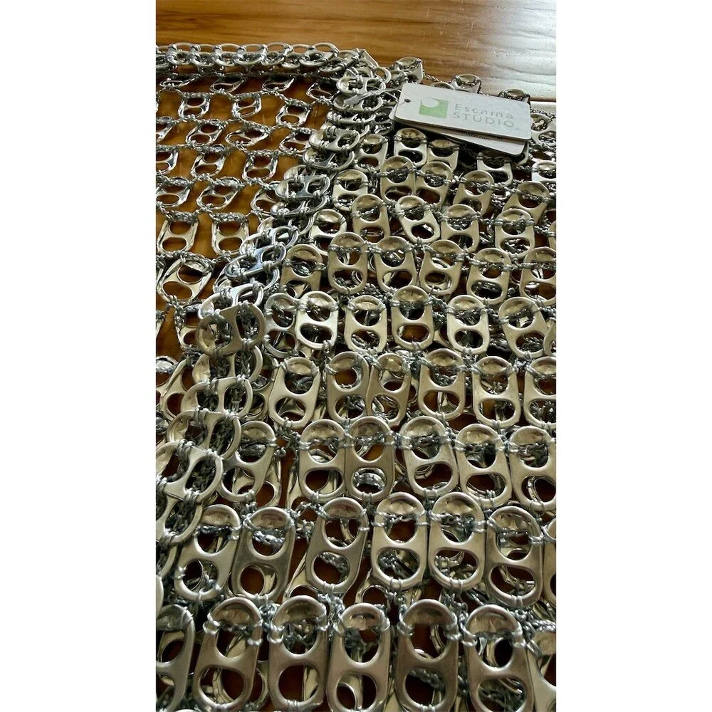 Escama Studio Sweater Womens M Silver Cropped Open Front Shrug Bolero - Picture 3 of 9